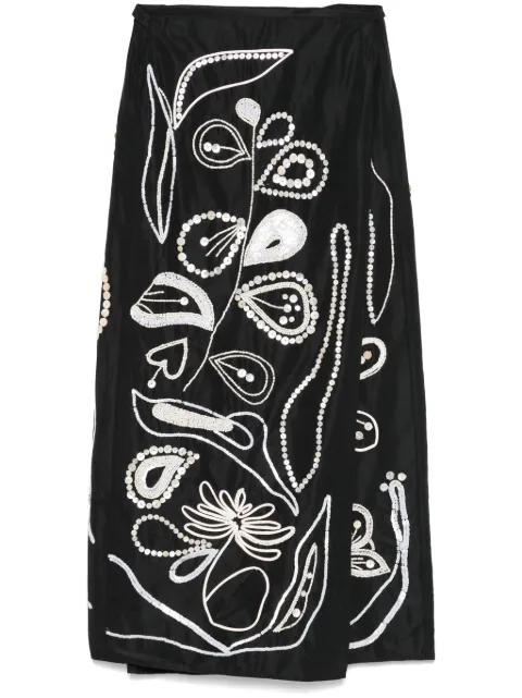 embroidered taffeta midi skirt by FORTE_FORTE