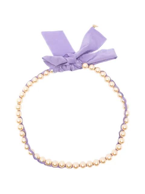 faux-pearl ribbon necklace by FORTE_FORTE