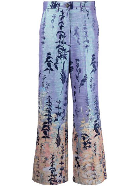 floral-embroidery wide-leg pants by FORTE_FORTE