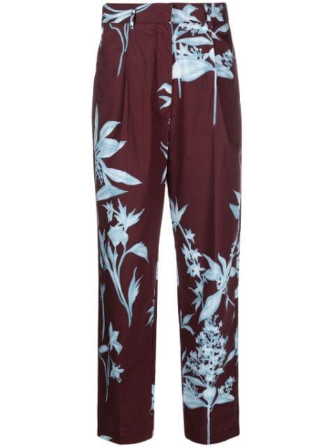 floral-pattern cotton straight-leg trousers by FORTE_FORTE