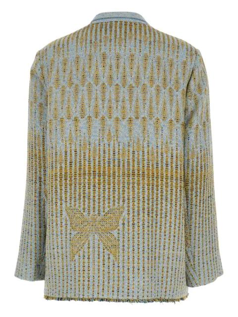 fringed-hem patterned blazer by FORTE_FORTE