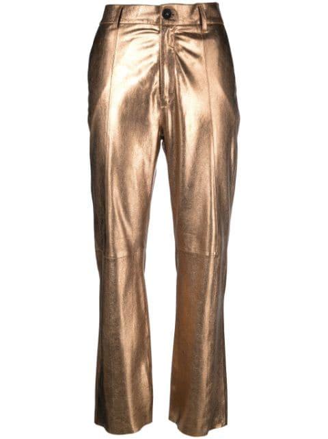 high-waist tapered-leg leather trousers by FORTE_FORTE