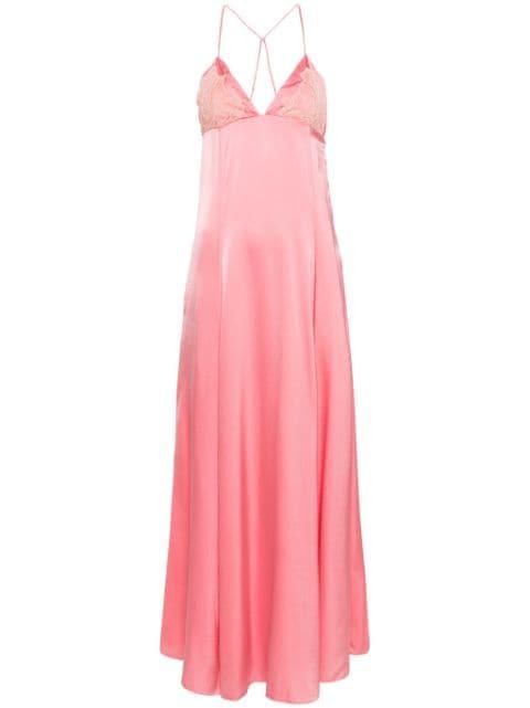 lace-detailed silk maxi dress by FORTE_FORTE
