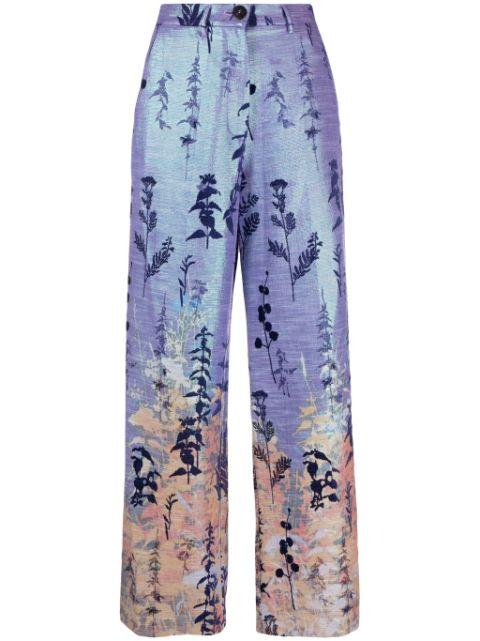leaf-print wide-leg trousers by FORTE_FORTE