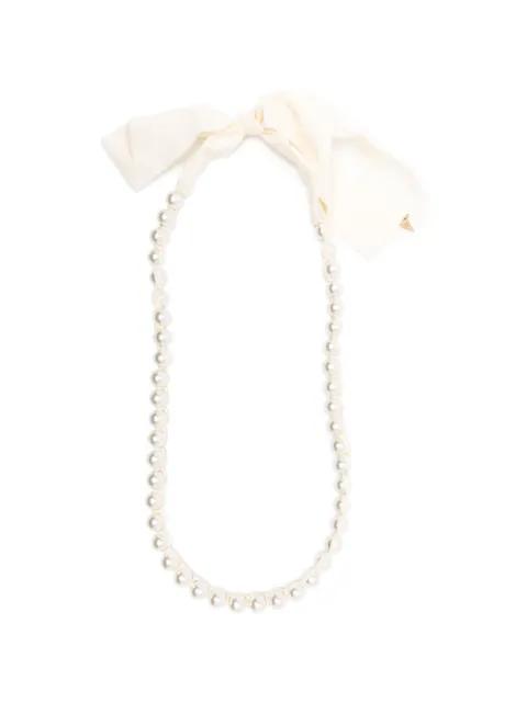 pearl-embellished ribbon necklace by FORTE_FORTE