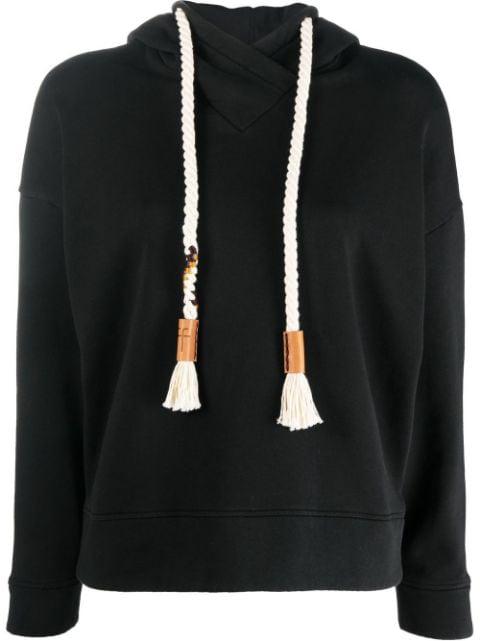 rope-drawstring cotton hoodie by FORTE_FORTE