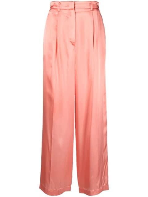 satin-finish gathered trousers by FORTE_FORTE