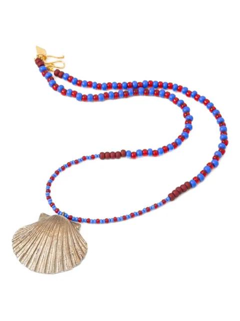 shell-pendant beaded necklace by FORTE_FORTE