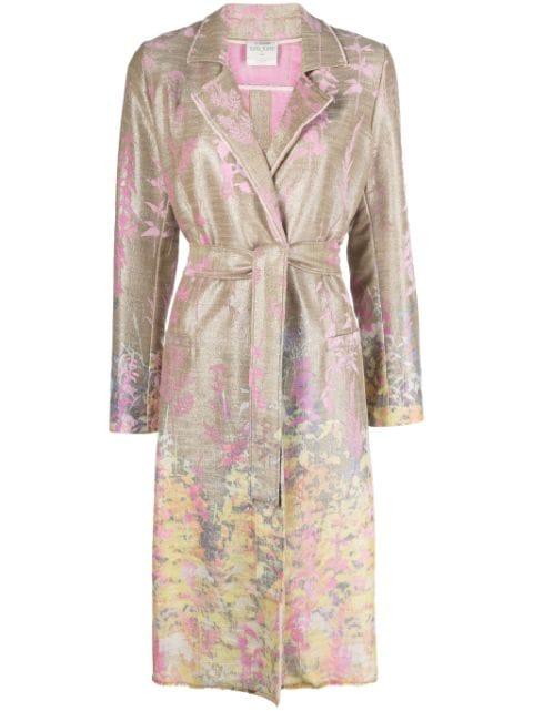 single-breasted patterned-jacquard coat by FORTE_FORTE