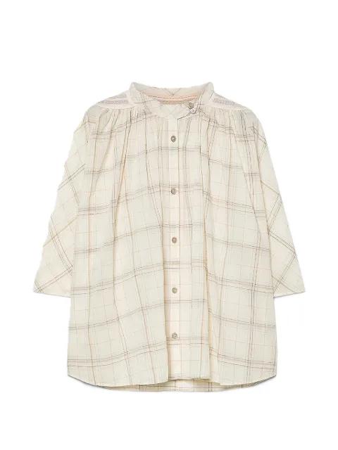 tartan-pattern macrame-embroidered shirt by FORTE_FORTE
