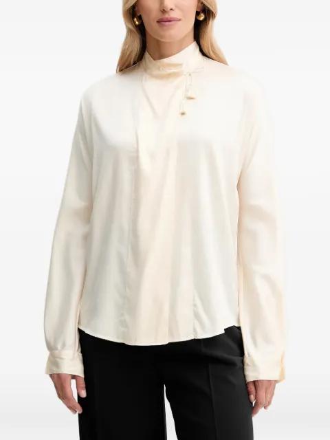 tassel mock-neck blouse by FORTE_FORTE