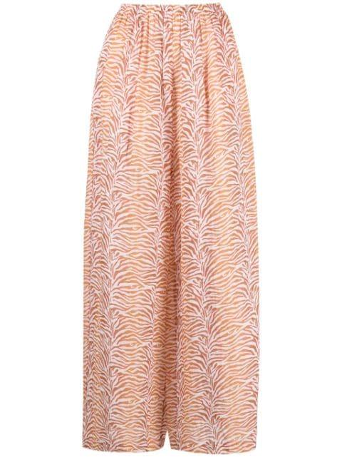 zebra-print wide-leg trousers by FORTE_FORTE
