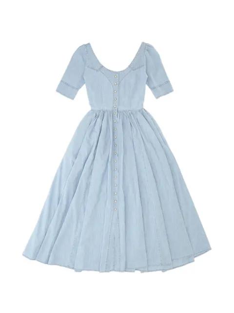 Augustine button-front chambray dress by FORTELA