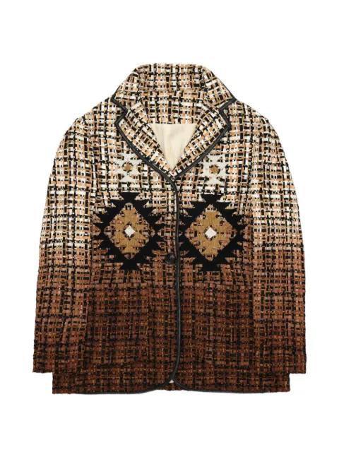 Brunor leather-trim patterned blazer by FORTELA
