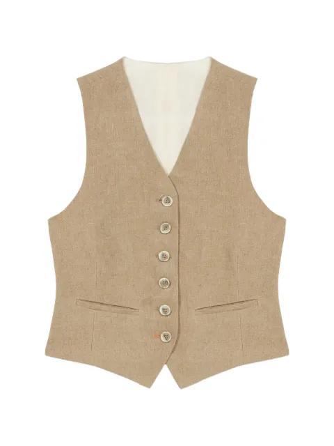 Demi button welt-pocket waistcoat by FORTELA