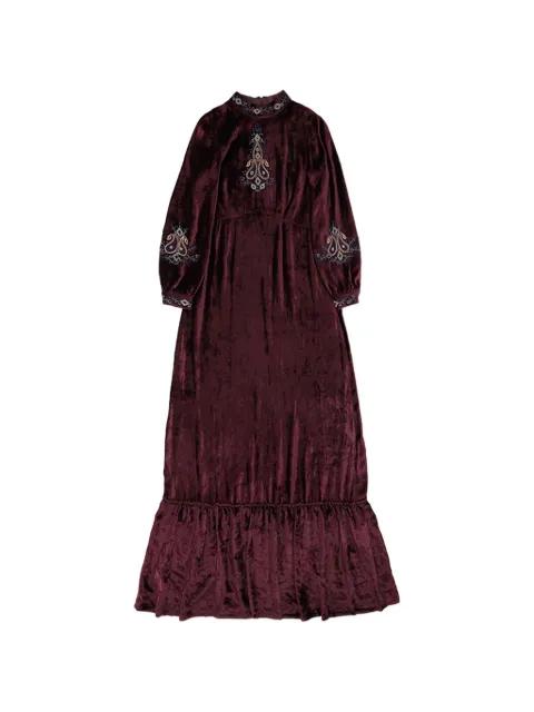 Georgine velvet embroidery maxi dress by FORTELA
