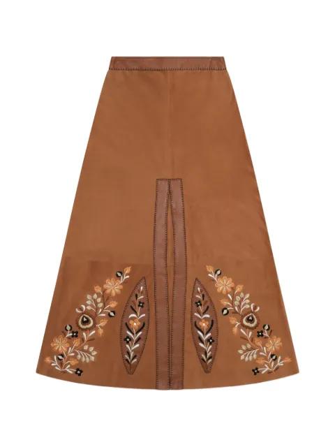 Nina embroidered leather skirt by FORTELA