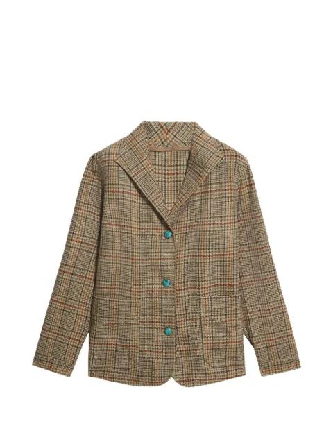 Scotland check stone-button blazer by FORTELA