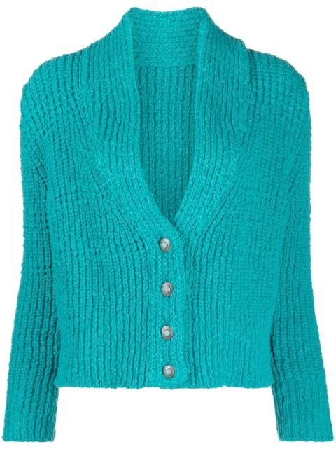 V-neck cropped cotton cardigan by FORTELA