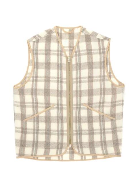 check-pattern zip-up gilet by FORTELA