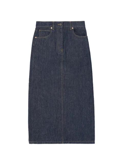 denim slit maxi skirt by FORTELA