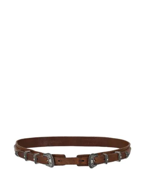 double-buckle leather belt by FORTELA