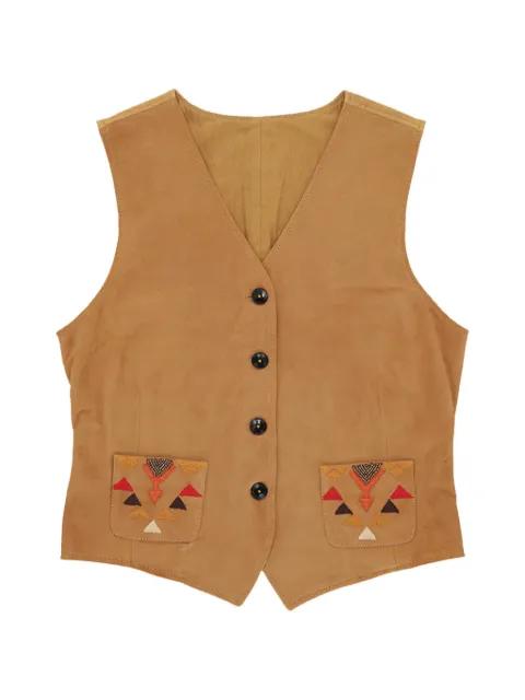 embroidered pocket chamois leather waistcoat by FORTELA