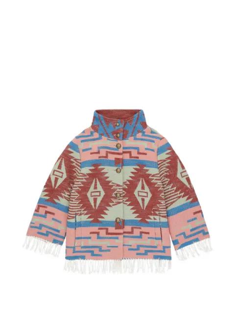 fringed geometric cotton jacket by FORTELA