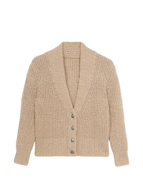 open knit turquoise button cardigan by FORTELA