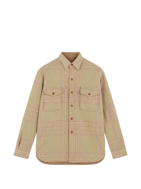 patch-pockets checked overshirt by FORTELA