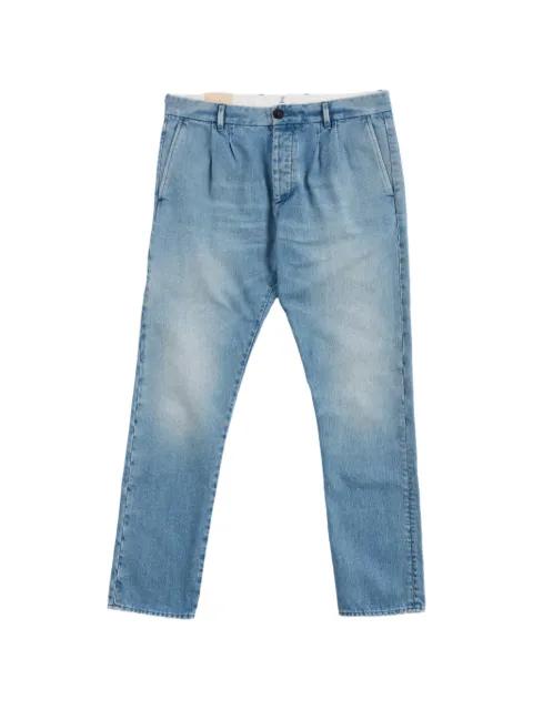 pleated denim tapered trousers by FORTELA