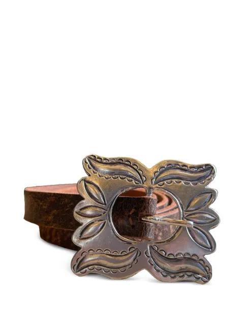 silver-buckle leather belt by FORTELA