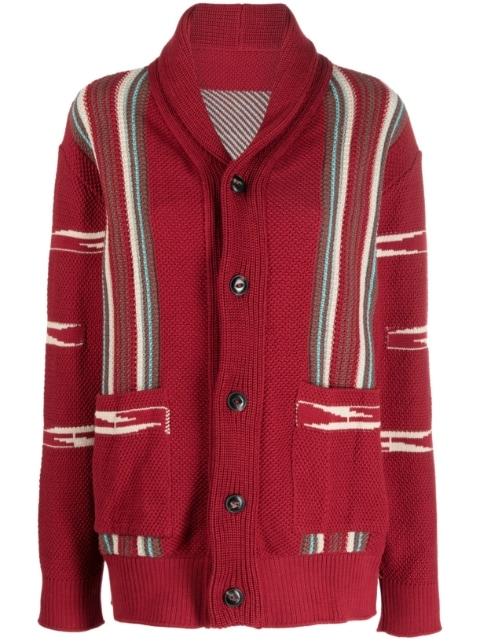 stripe-detail long-sleeve knitted cardigan by FORTELA