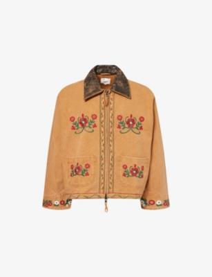 Embroidered Canvas Work Jacket by FOUND