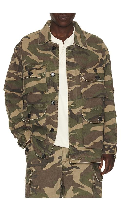 Found Camouflage Twill Utility Cargo Jacket in Green by FOUND