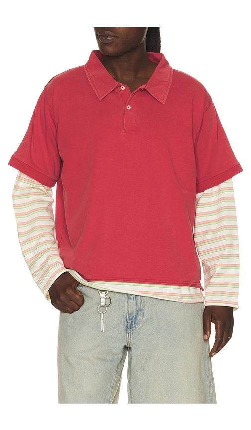 Found Double Layer Stripe Tee in Red by FOUND