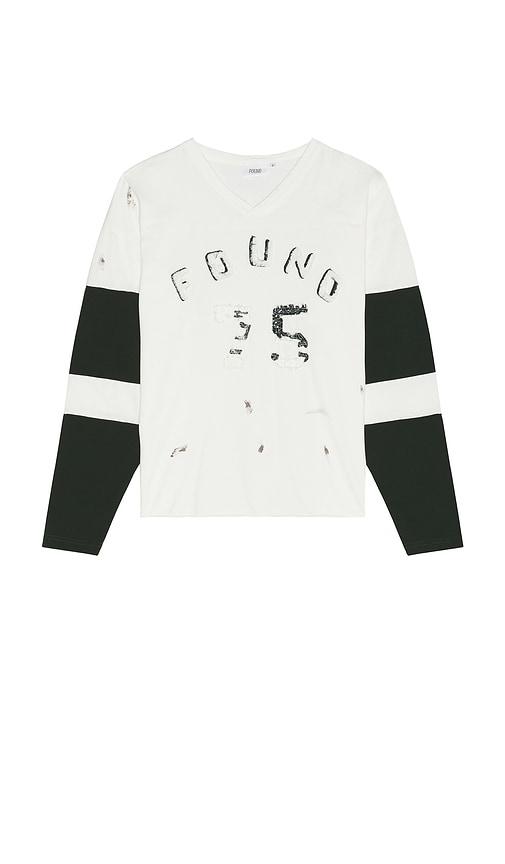 Found Found Distressed Long Sleeve Team Jersey in White by FOUND