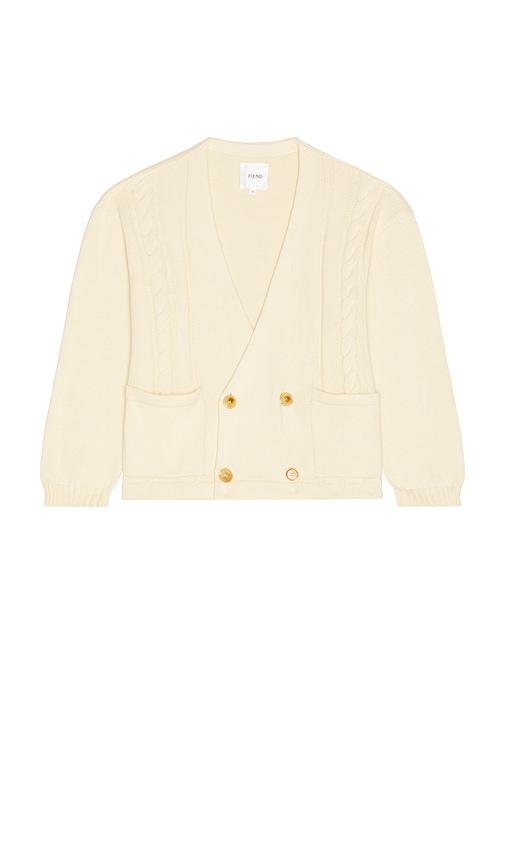 Found Found Double Breasted Cable Knit Cardigan in Cream by FOUND