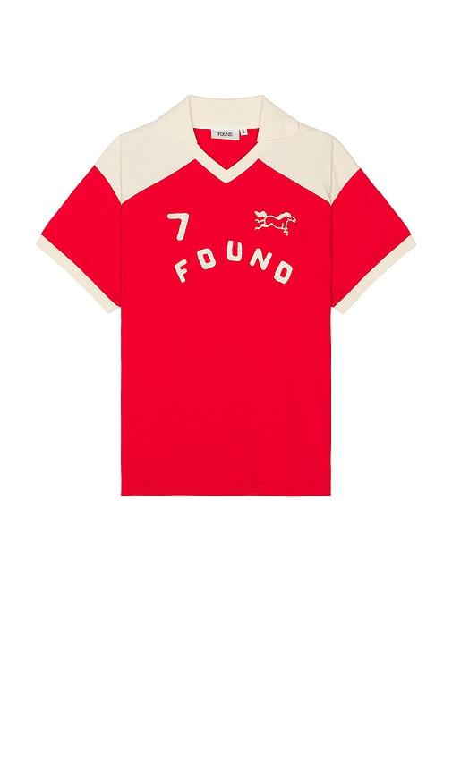 Found Goji Red Collar Print Jersey in Red by FOUND