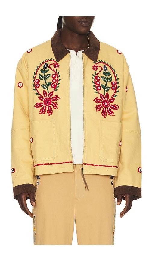 Found Hand Embroidered Paisley Motif Work Jacket in Beige by FOUND