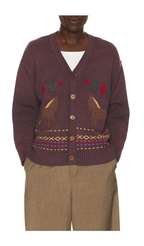 Found Horse Jacquard Cardigan in Purple by FOUND