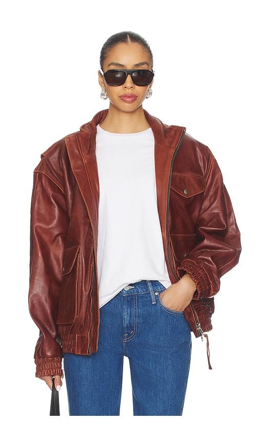 Found Leather Bomber Jacket in Burgundy by FOUND