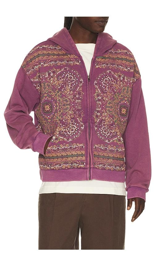 Found Motif Zip Up Hoodie in Purple by FOUND