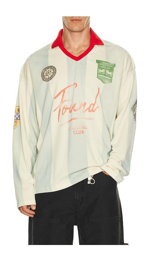 Found Striped Sport Long Sleeve Jersey in Blue by FOUND
