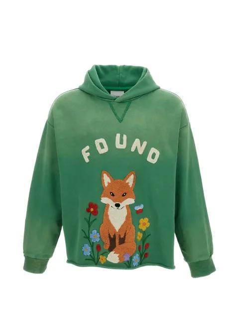 chenille-embroidered raw-cut hoodie by FOUND