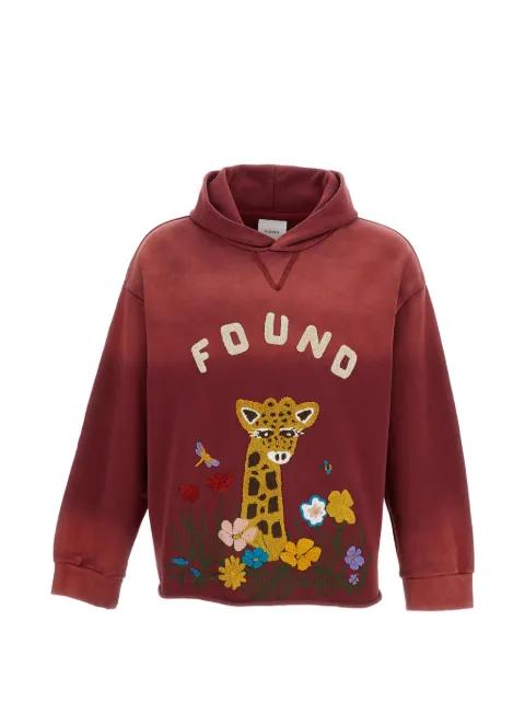 chenille-embroidered raw-cut hoodie by FOUND