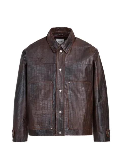 croc-embossed distressed jacket by FOUND