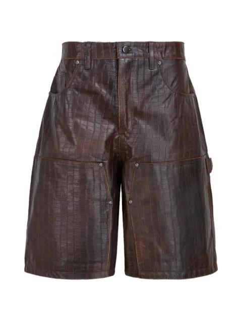 croc-embossed leather shorts by FOUND