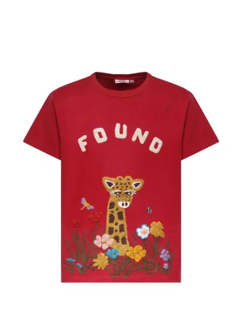 embroidered distressed T-shirt by FOUND