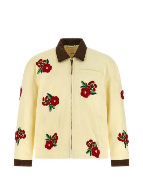 floral-embroidered cotton-twill jacket by FOUND